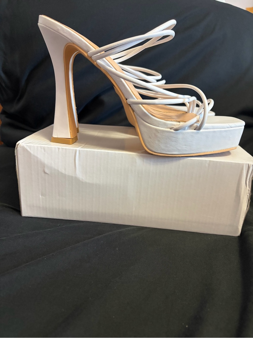 Forever 21 White Strappy Platform Heels